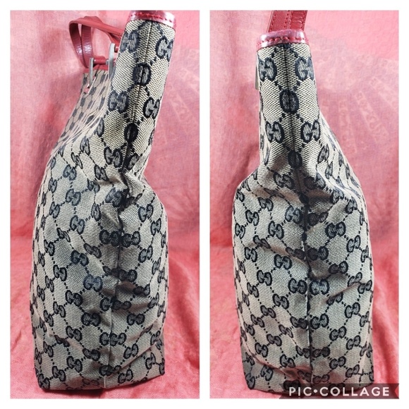 Gucci w Red leather accents Tote Bag - Picture 4 of 8